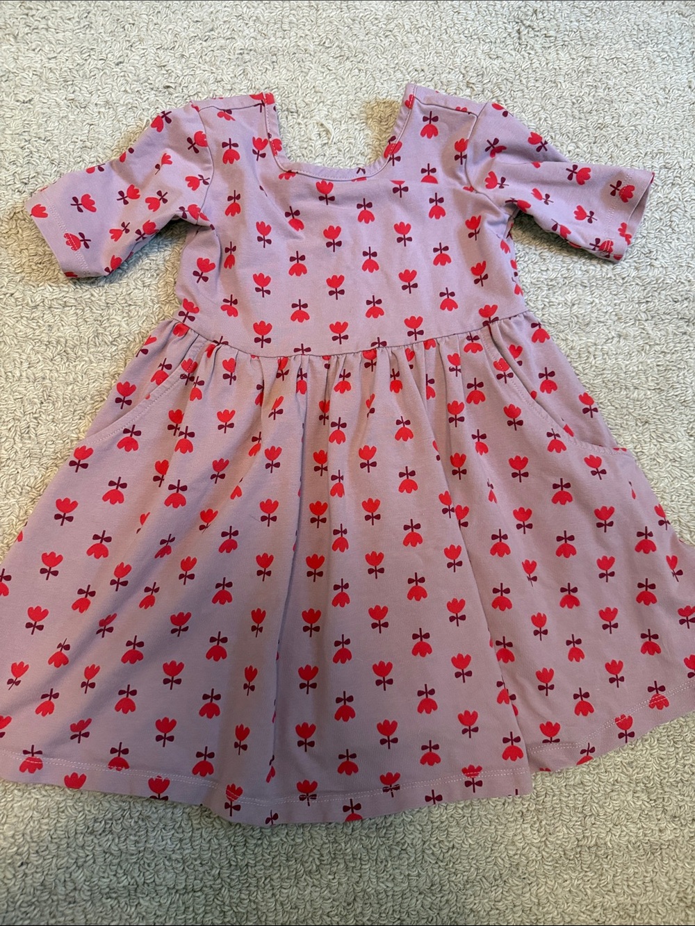 Hanna Andersson Lavender Dress with Red Flower Print
